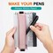 Pencil Case (2 Pack), PU Leather Pen Pencil Pouch Holder Stationery Zipper Bag with Elastic Strap for Pens, Pencils, Markers, Eraser - Printing & Gold Pink